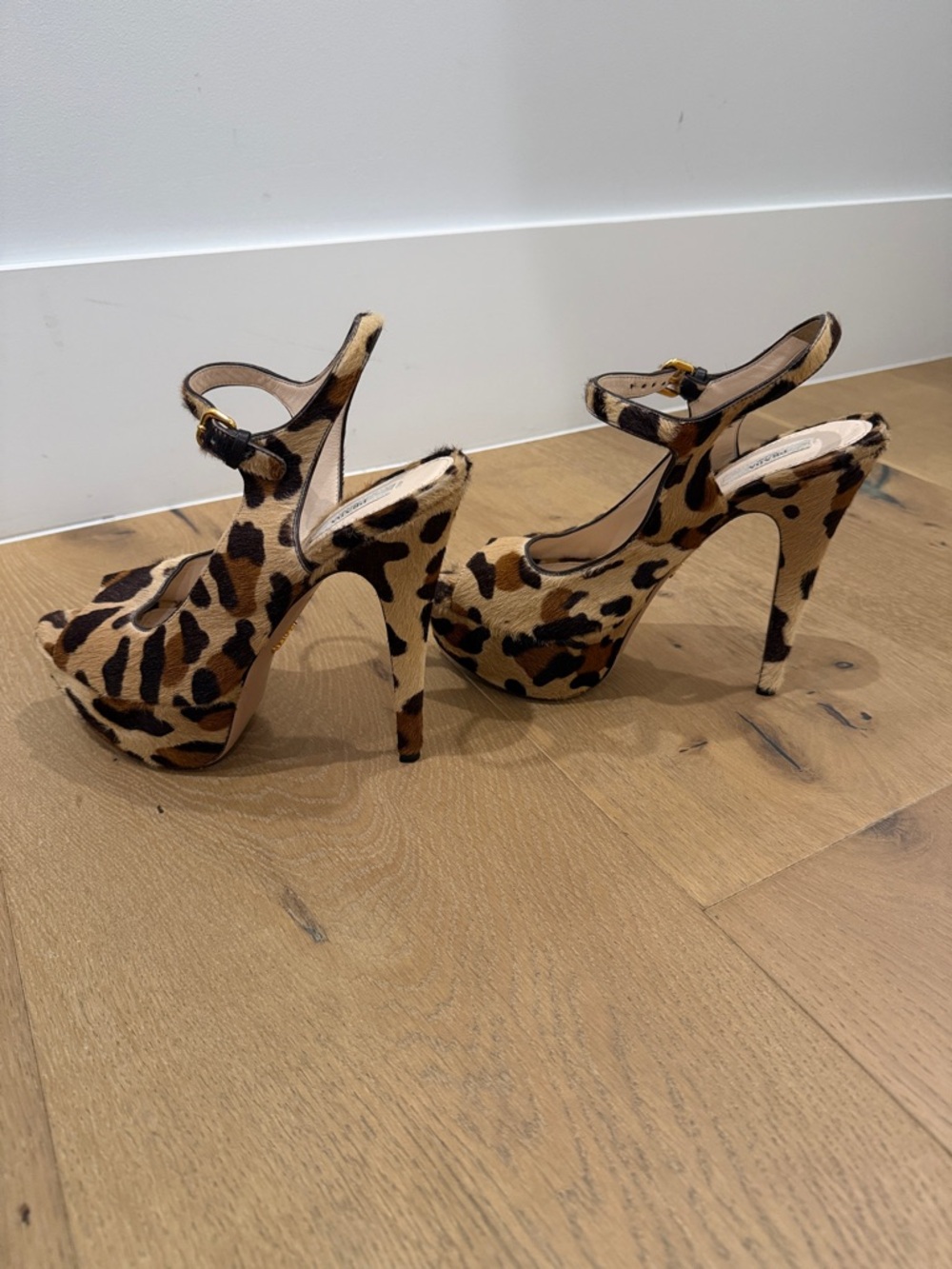 Prada Leopard Print Mary Jane Slingbacks - Brown & Black - Picture 4 of 6